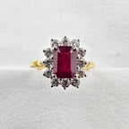 Emerald Ruby and Diamond Cluster Ring