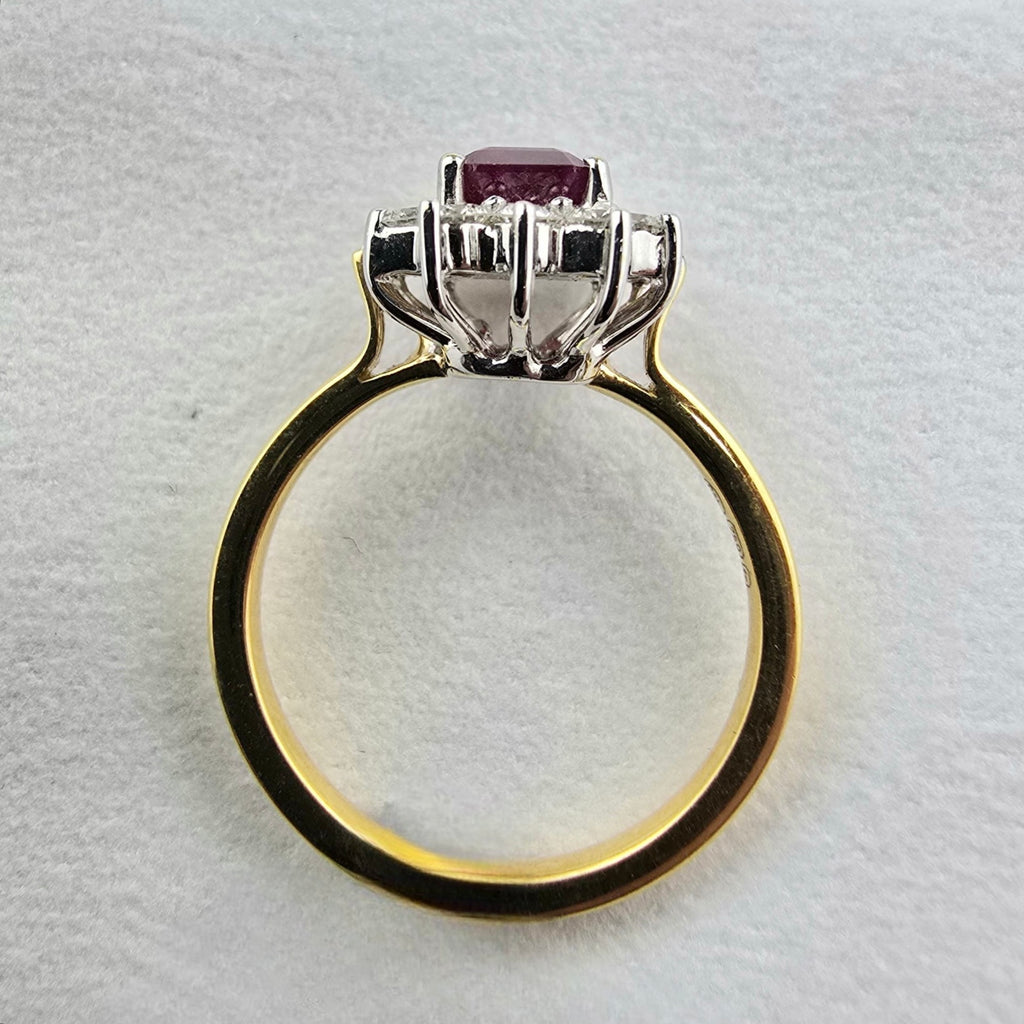 Emerald Ruby and Diamond Cluster Ring