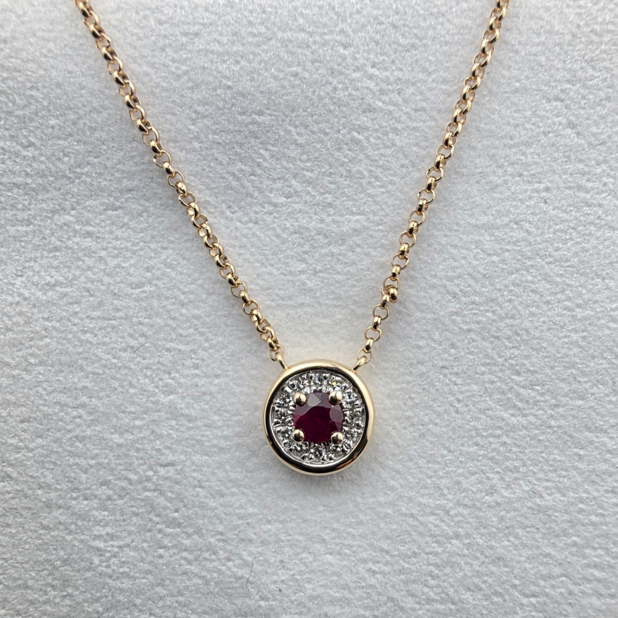Round Ruby and Diamond Pendant