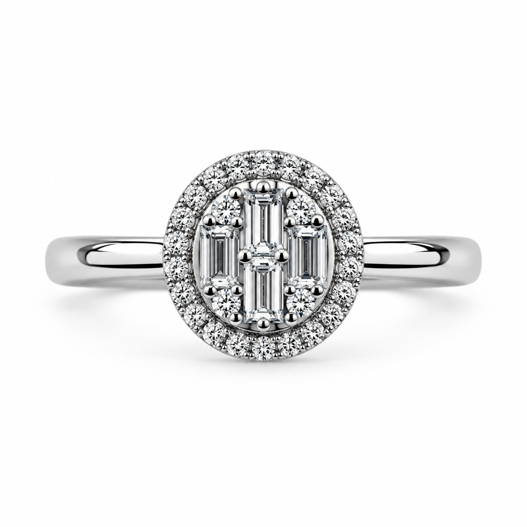 Mixed Cut Diamond Cluster Ring