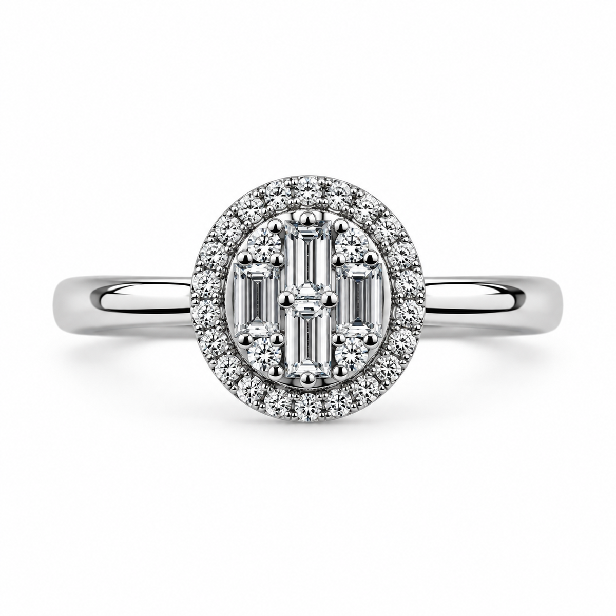 Mixed Cut Diamond Cluster Ring