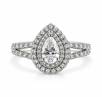 Pear Diamond Double Halo Ring