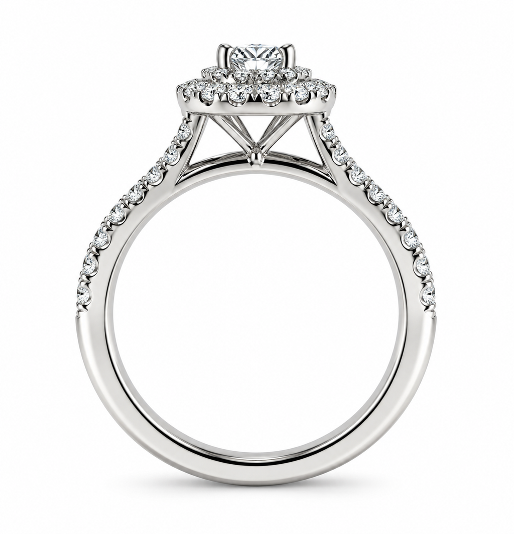 Pear Diamond Double Halo Ring