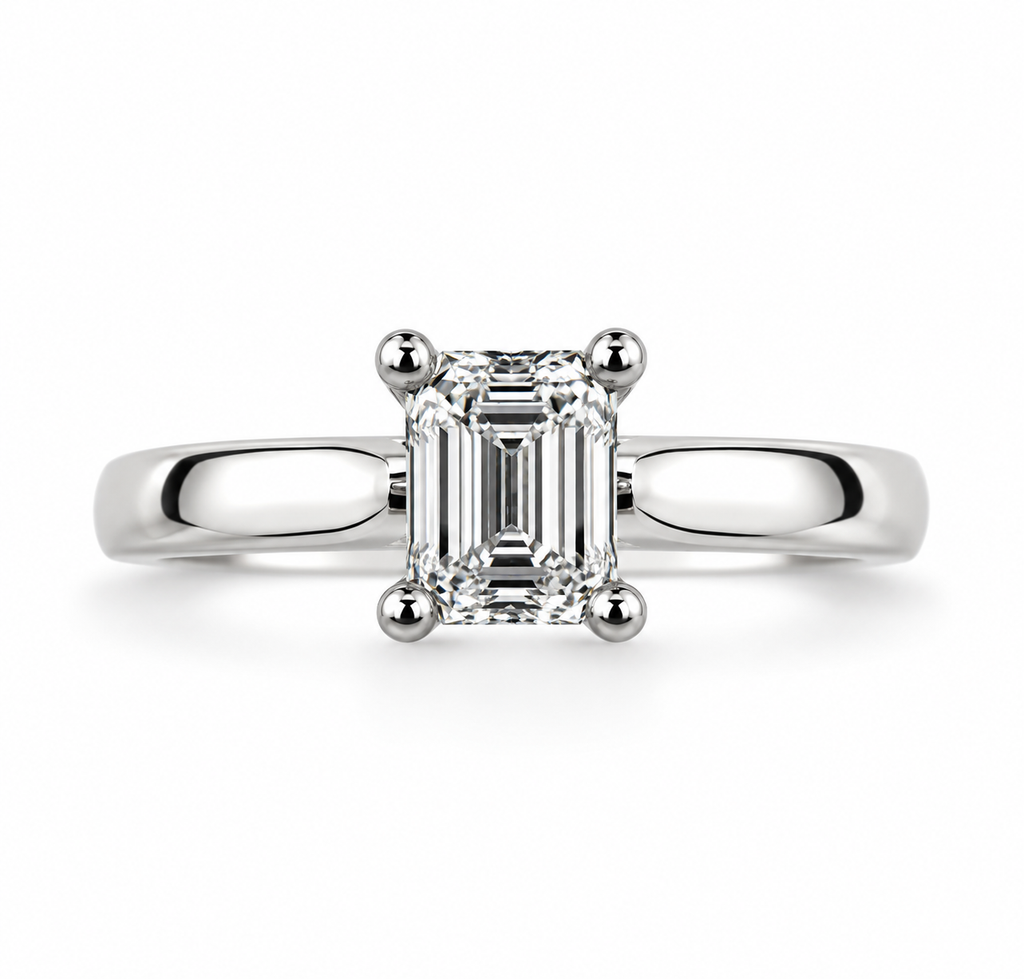 Emerald Diamond Solitaire Ring