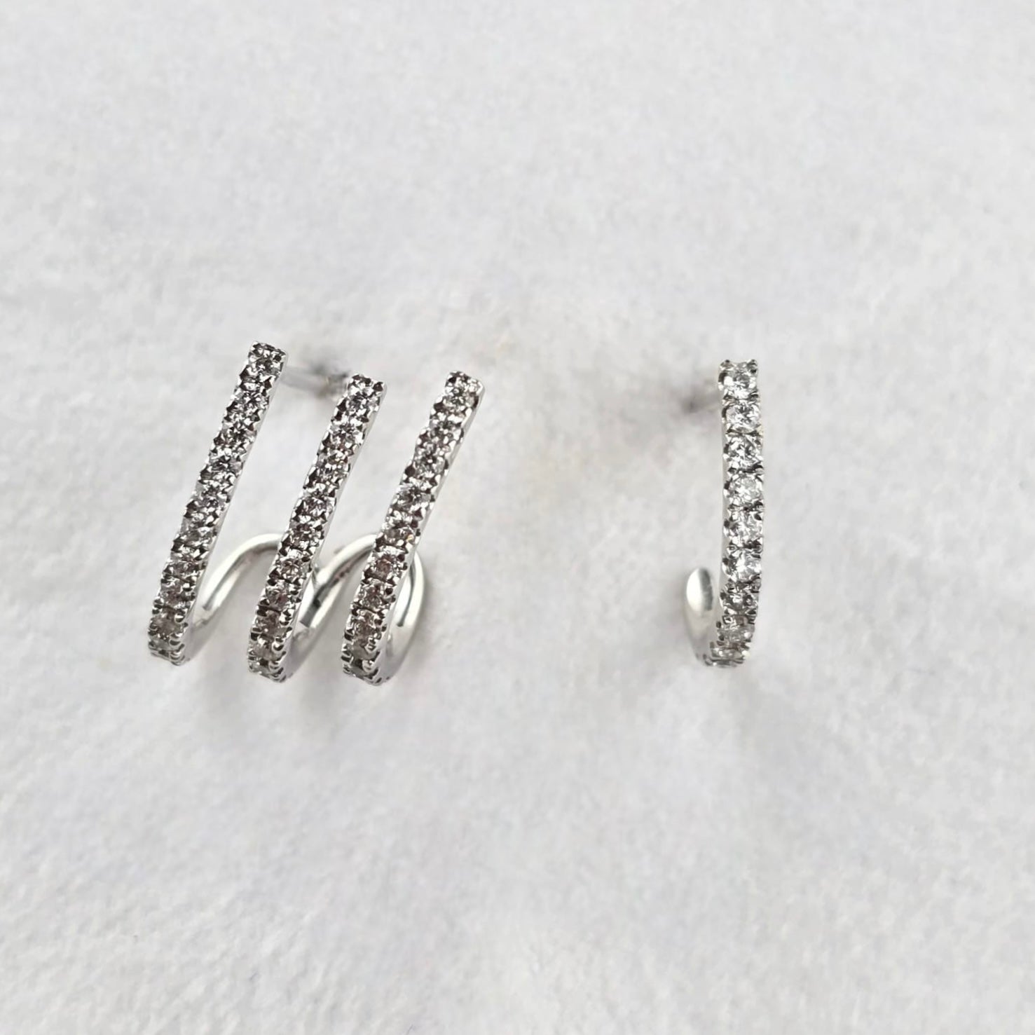 Asymmetric Multi-Strand Diamond Earrings