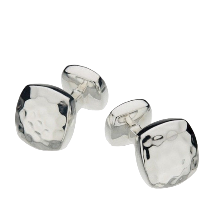 Domed Square Hammered Cuff Links