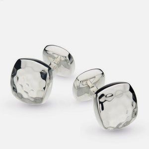 Domed Square Hammered Cuff Links