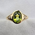 Oval Peridot and Diamond Ring
