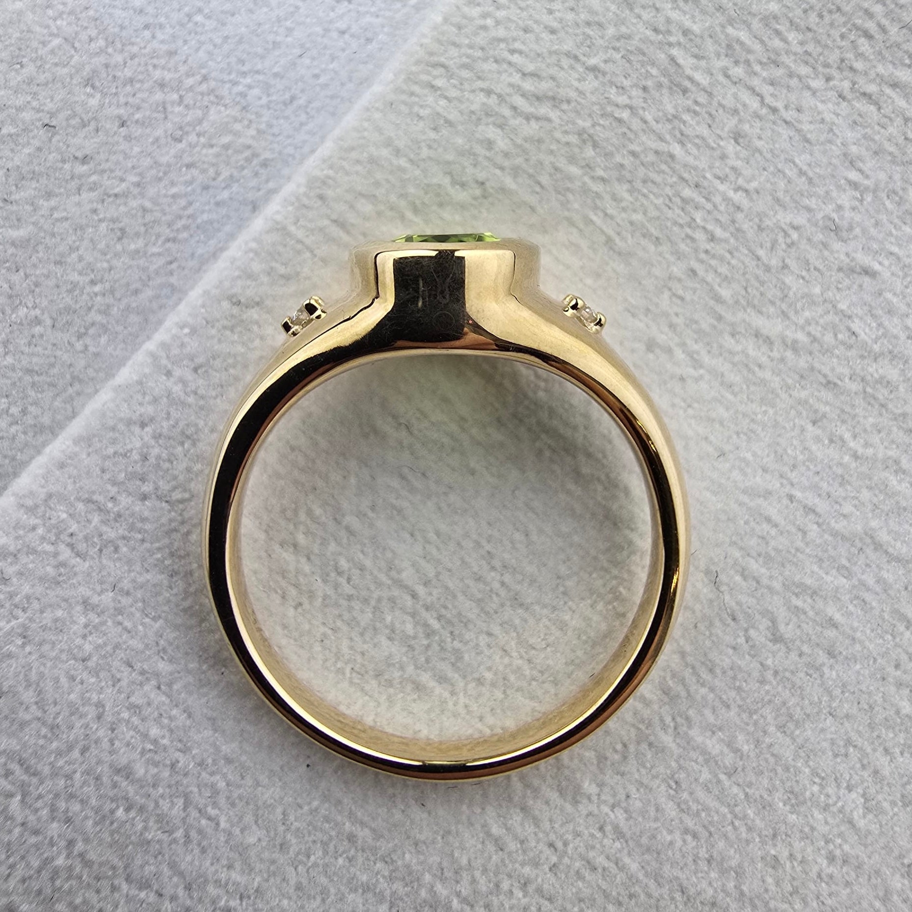 Oval Peridot and Diamond Ring