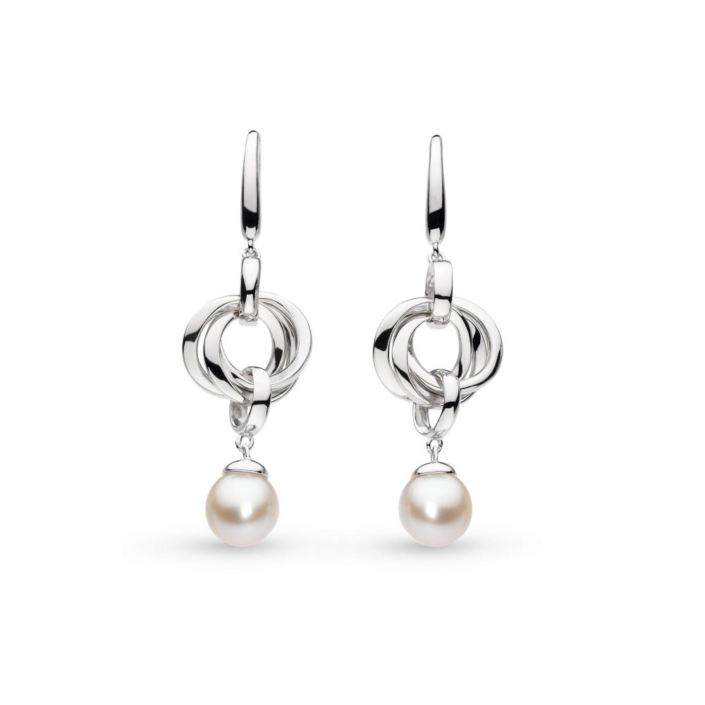 Bevel Trilogy Pearl Drop Earrings