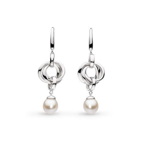 Bevel Trilogy Pearl Drop Earrings