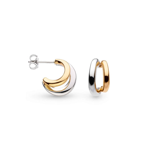 Bevel Cirque Link Golden Twin Hoop Earrings