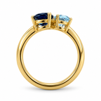 Blue Topaz Toi et Moi Ring
