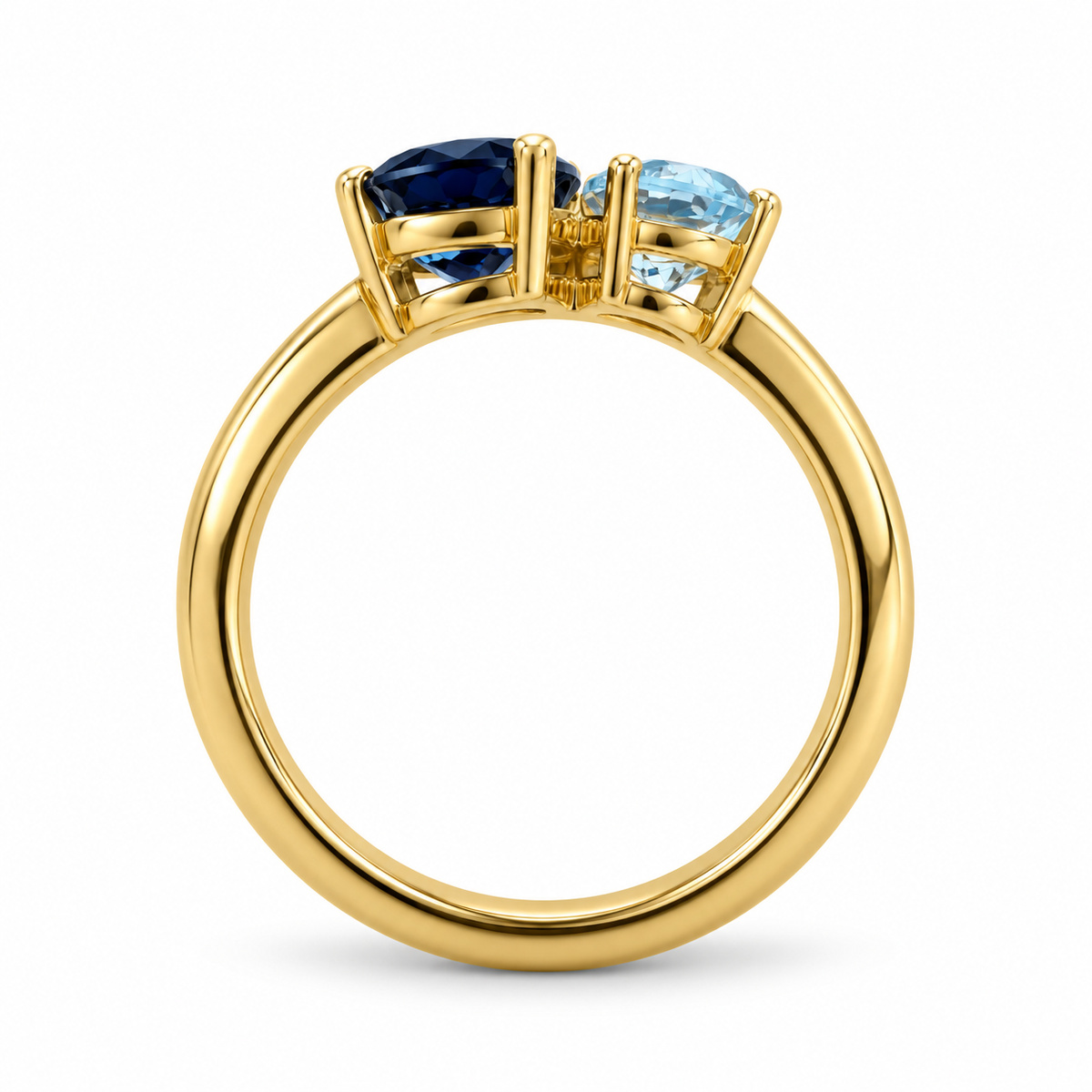 Blue Topaz Toi et Moi Ring
