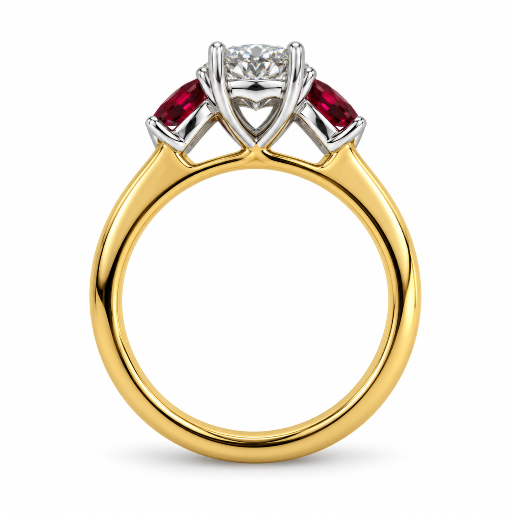 Diamond and Ruby Shoulder Ring