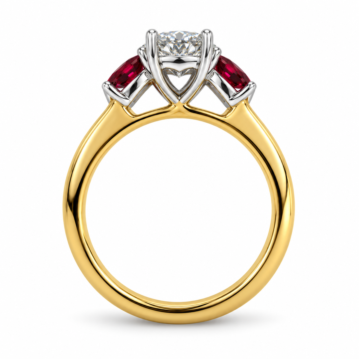 Diamond and Ruby Shoulder Ring