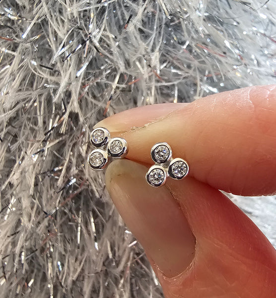 Tri diamond stud earrings