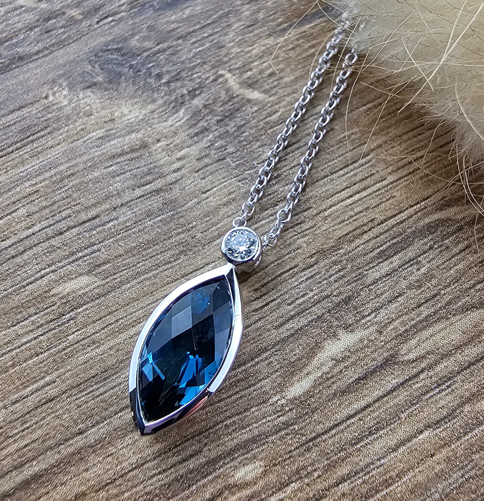 London blue topaz marquise cut pendant