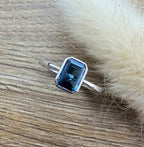 Octagonal London blue topaz ring