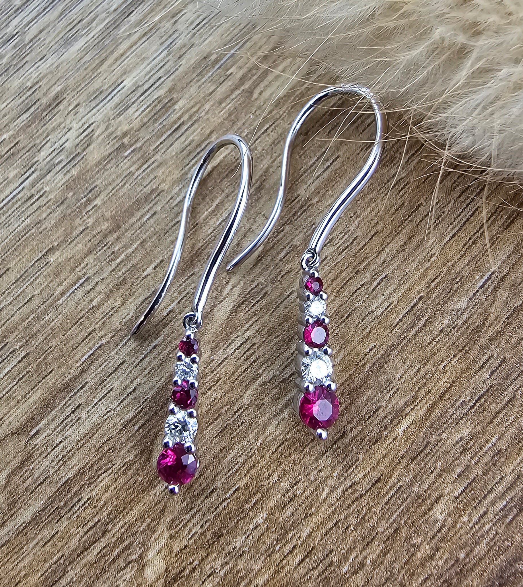Ruby and diamond drop earrings