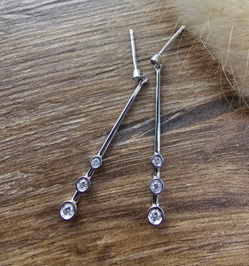 Diamond drop bar earrings