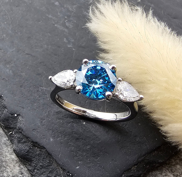 Lab grown blue diamond ring