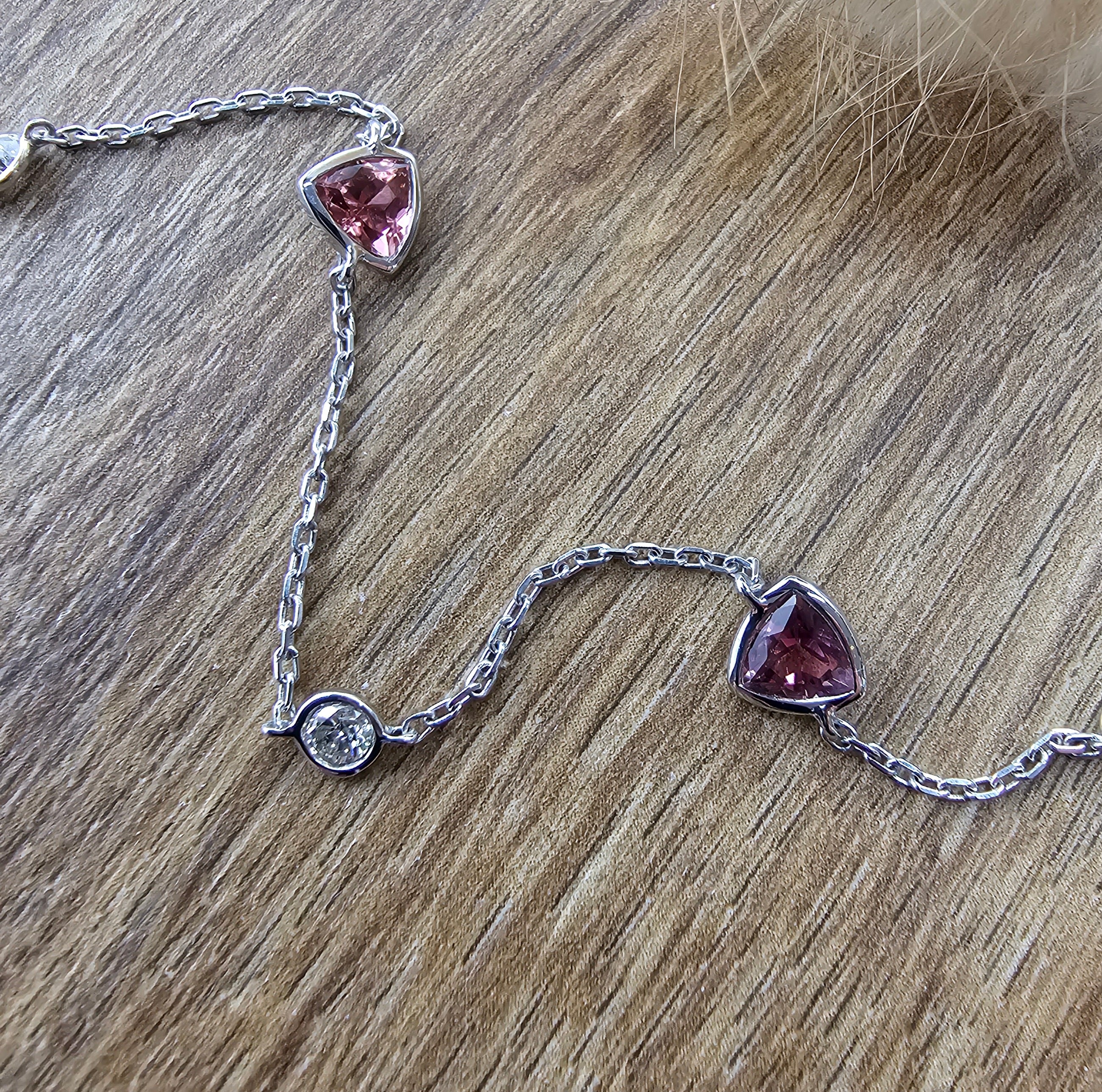Pink Tourmaline and Diamond Bracelet