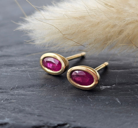 Oval Ruby Studs