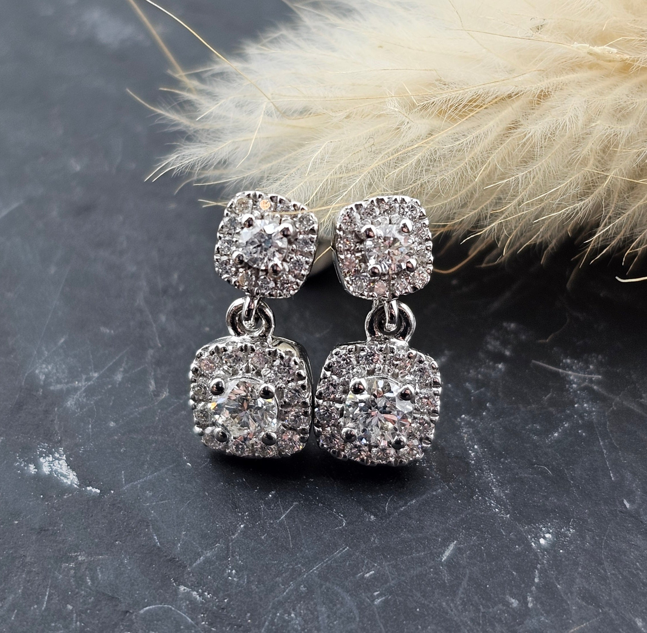 Diamond Square Drop Earrings