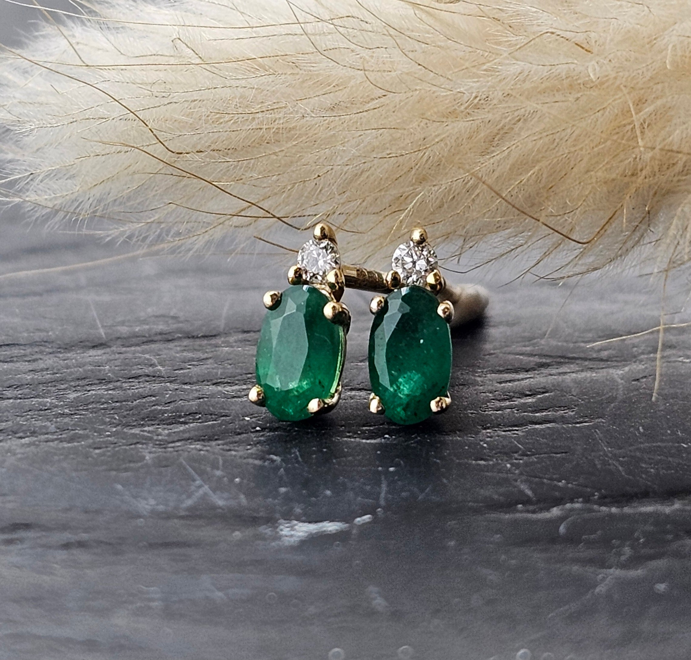 Oval Emerald Studs