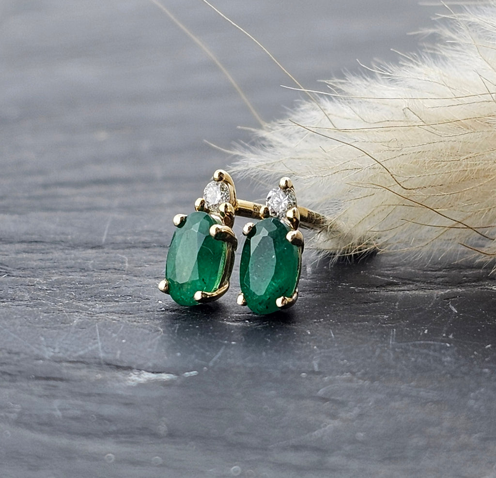 Oval Emerald Studs