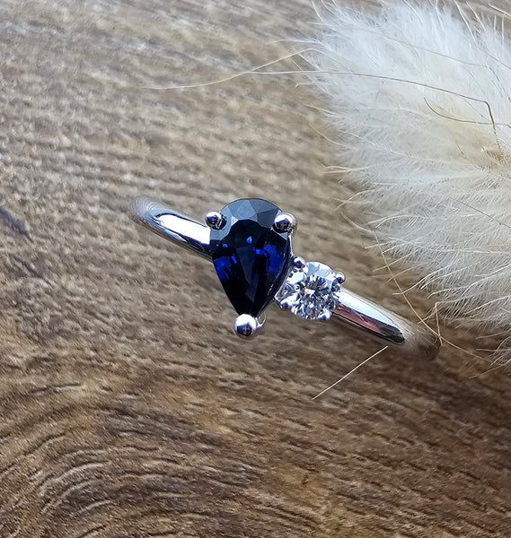 Blue sapphire and diamond ring