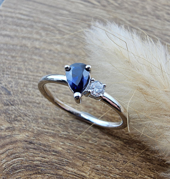 Blue sapphire and diamond ring