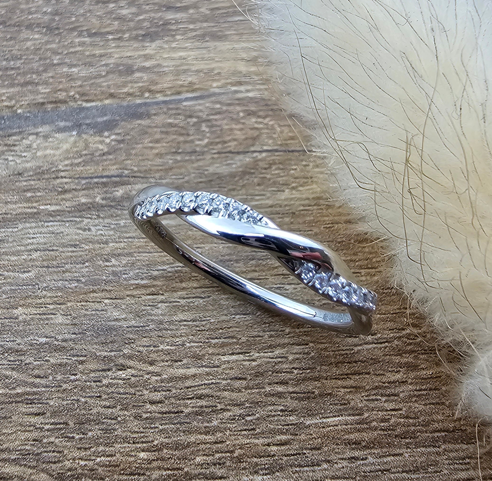 Narrow woven diamond band