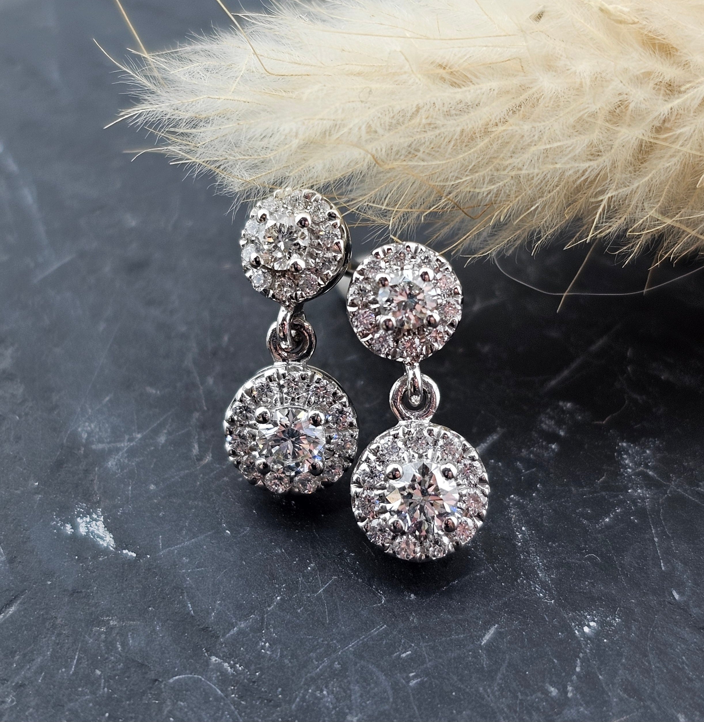 Diamond Round Drop Earrings