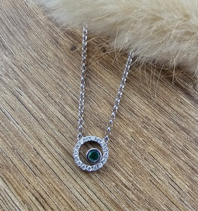 Floating emerald circle pendant