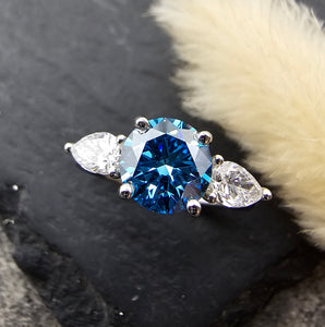 Lab grown blue diamond ring