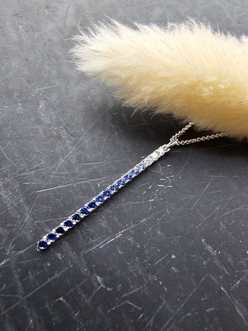 Gradient sapphire bar pendant