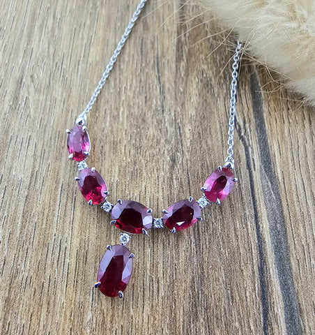 Oval ruby and diamond necklace