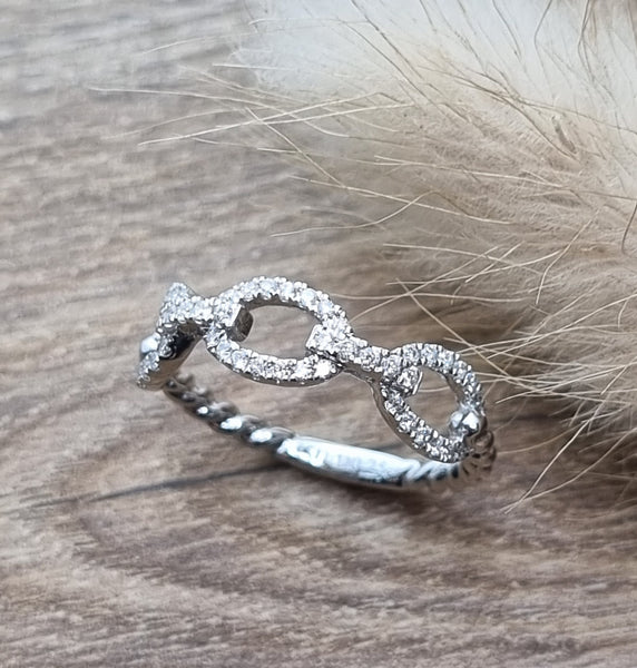 Diamond buckle style dress ring