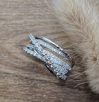 Multi row wrapped diamond ring