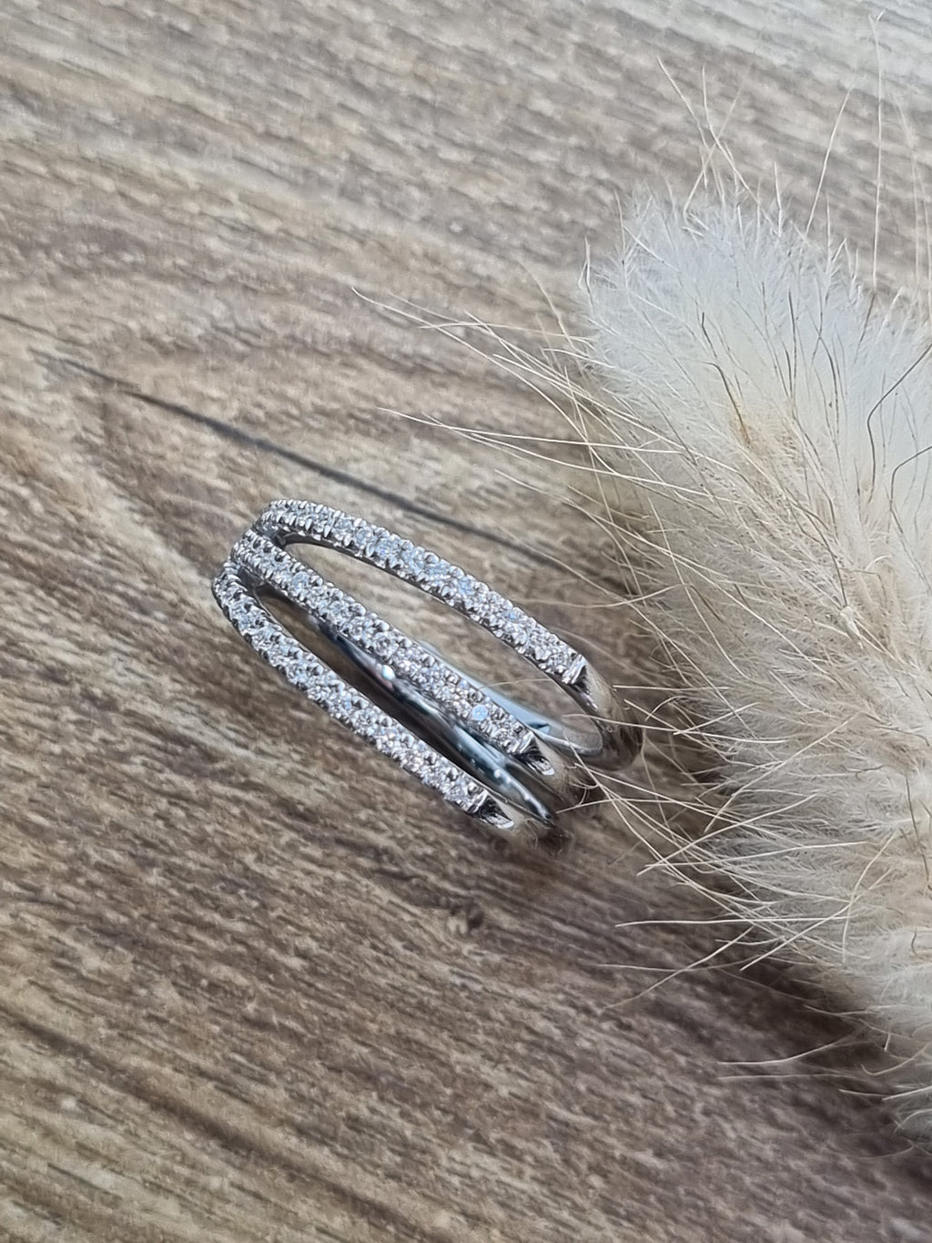 Triple row diamond dress ring