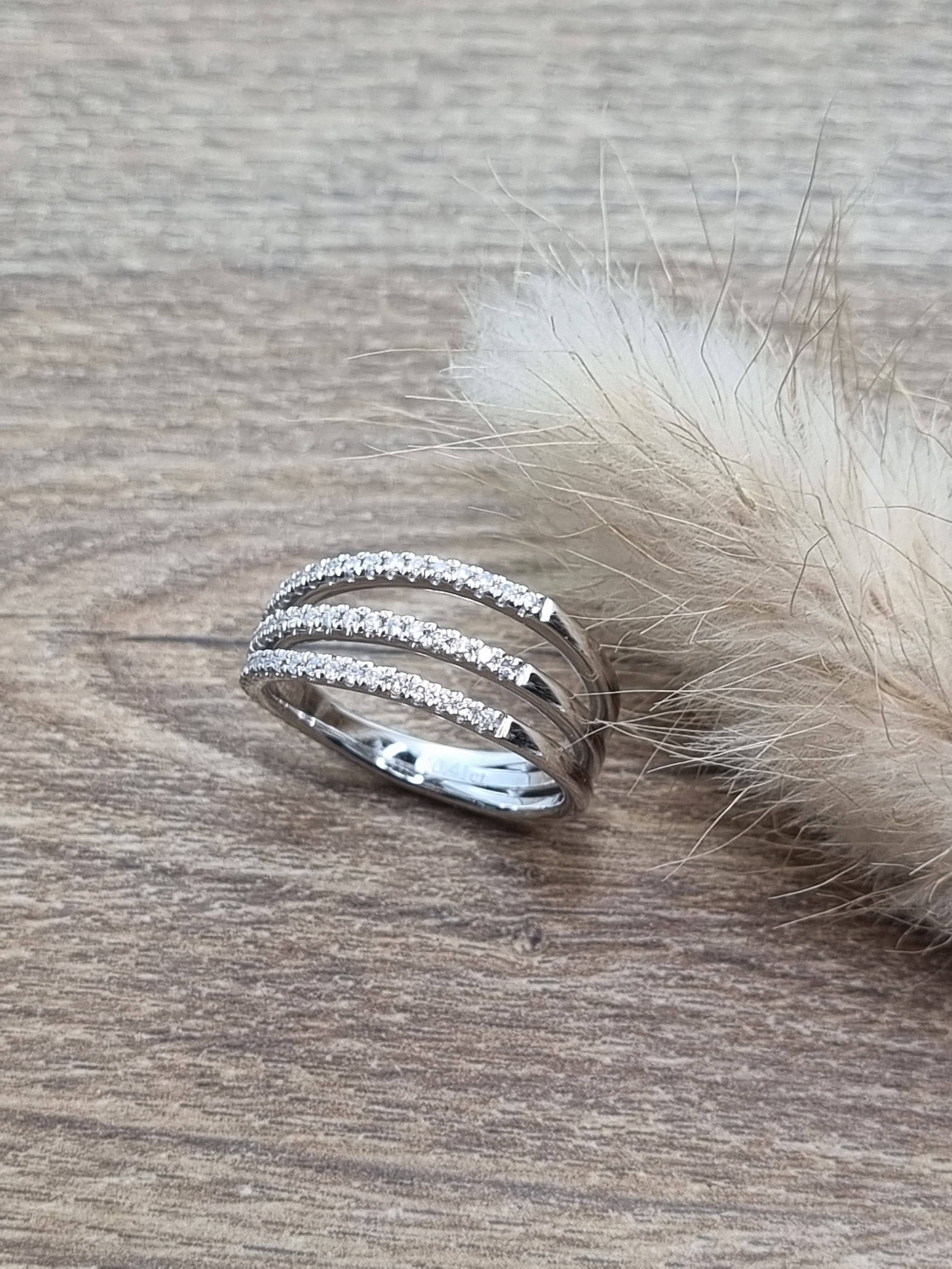 Triple row diamond dress ring