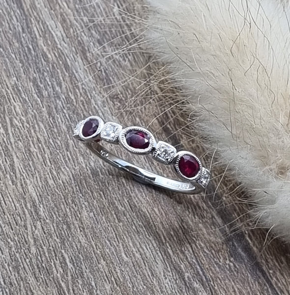 Ruby and diamond vintage eternity ring