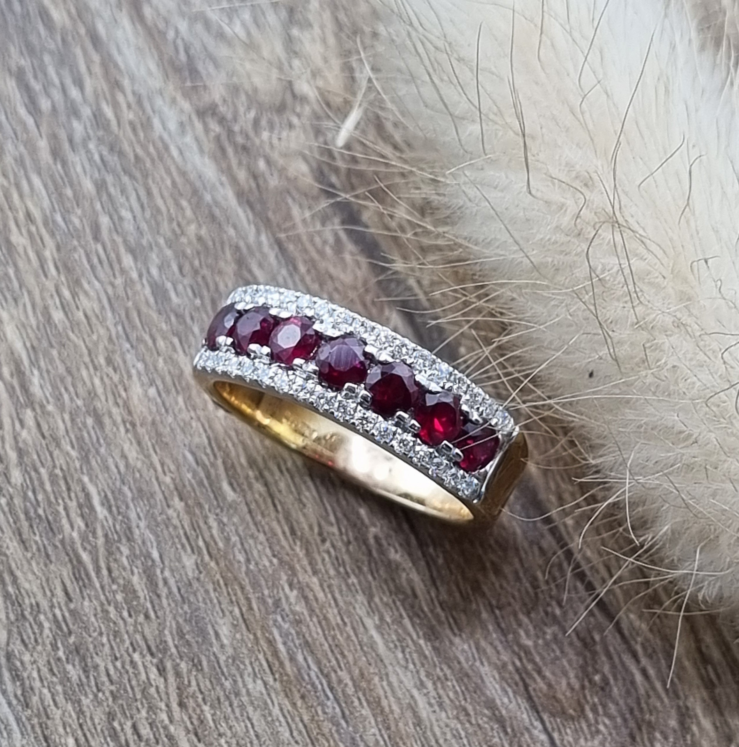 Ruby and diamond claw set dress ring