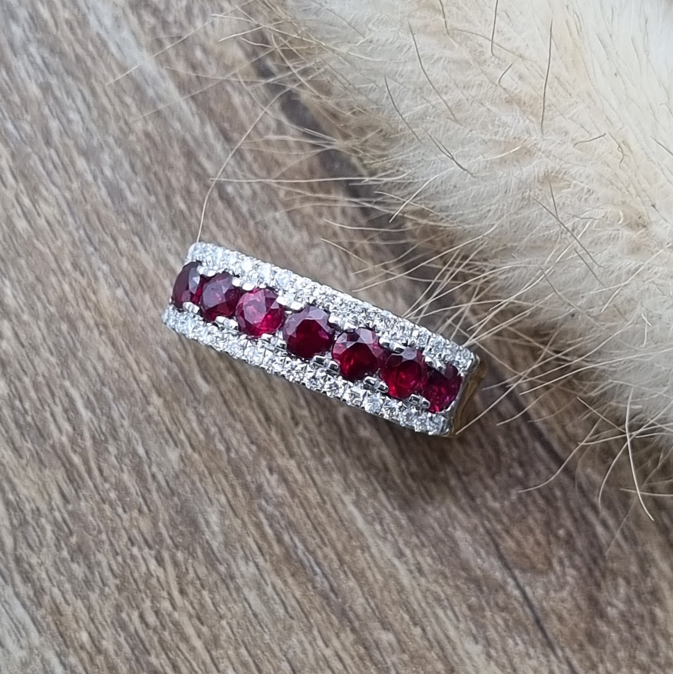 Ruby and diamond claw set dress ring