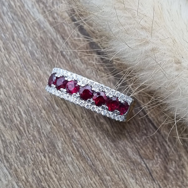 Ruby and diamond claw set dress ring