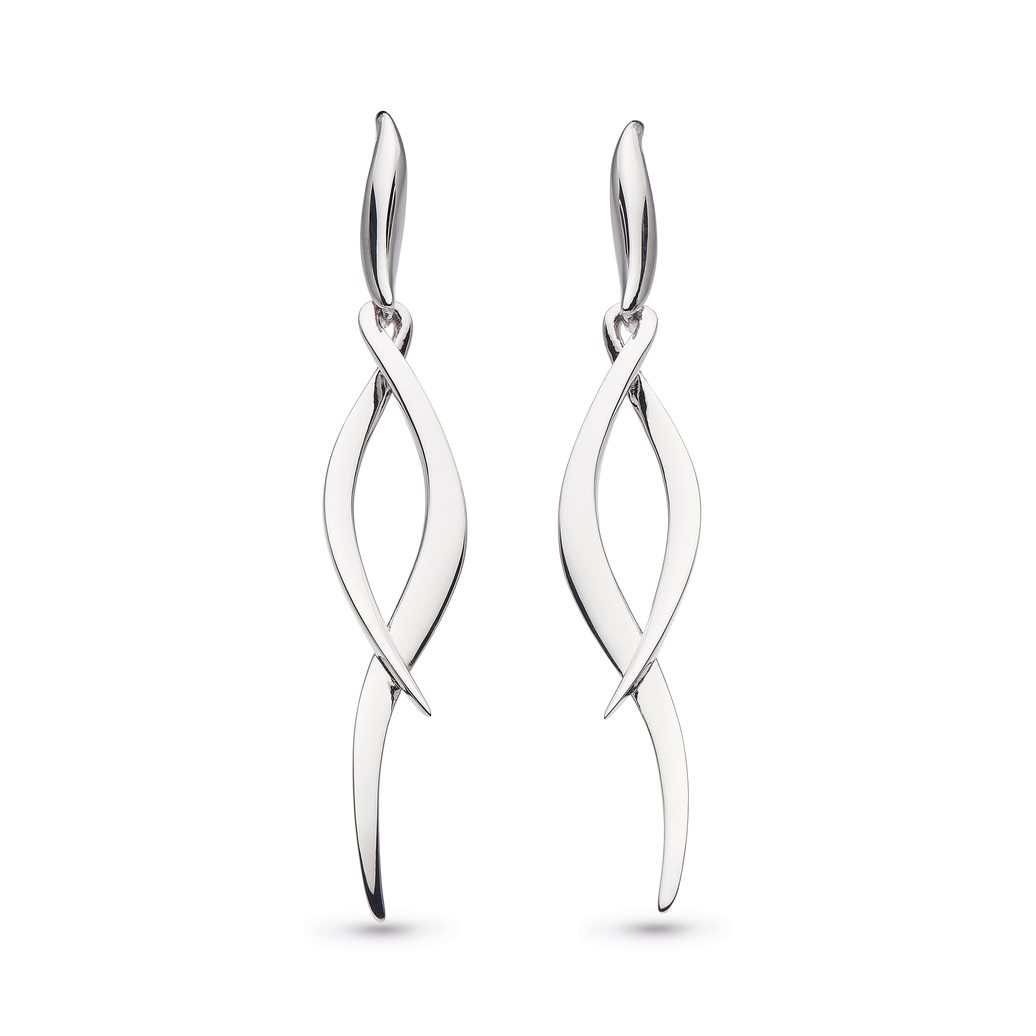KH Dro Entwine Twine Twist Rhodium Plate Drop Earrings