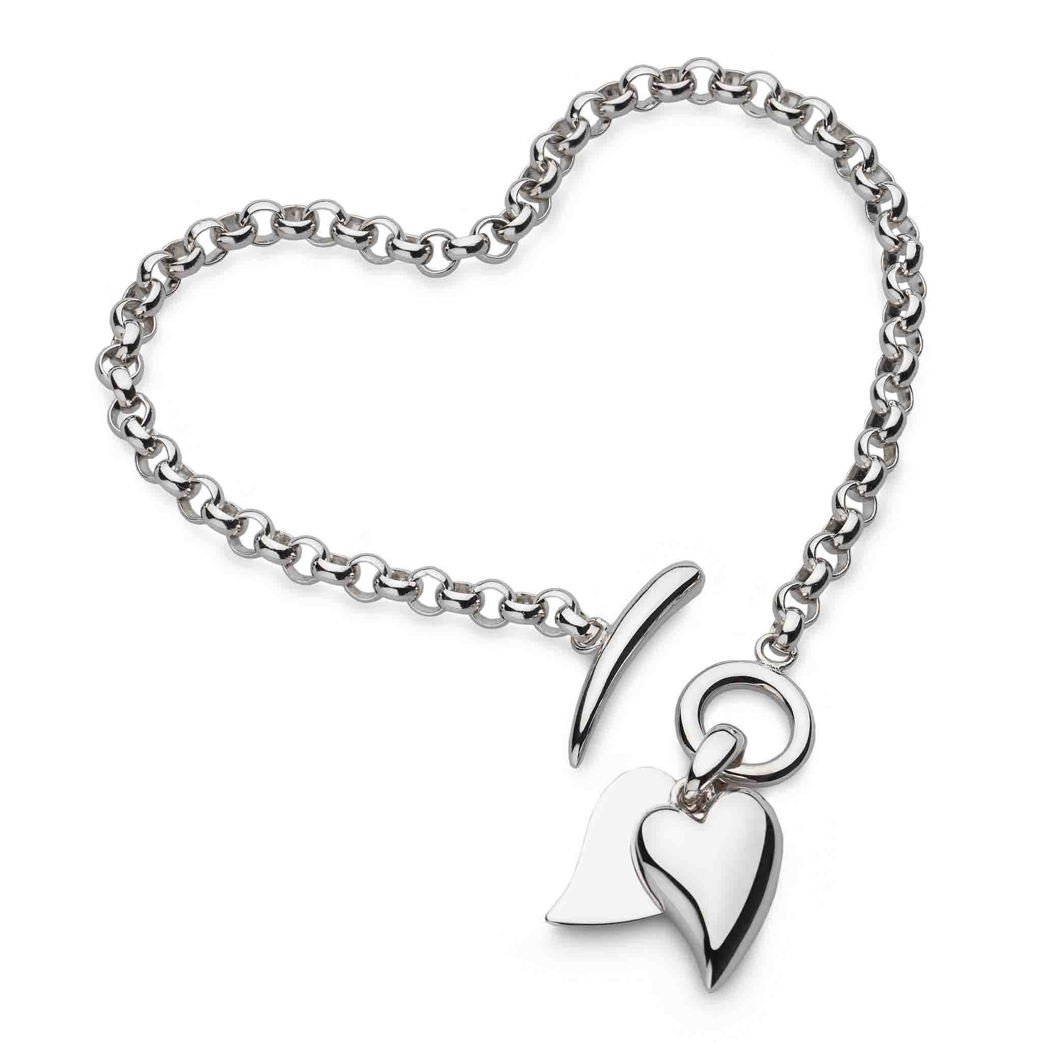 Desire Love Duet RP Heart 7.5" T-Bar Bracelet (E) (H)