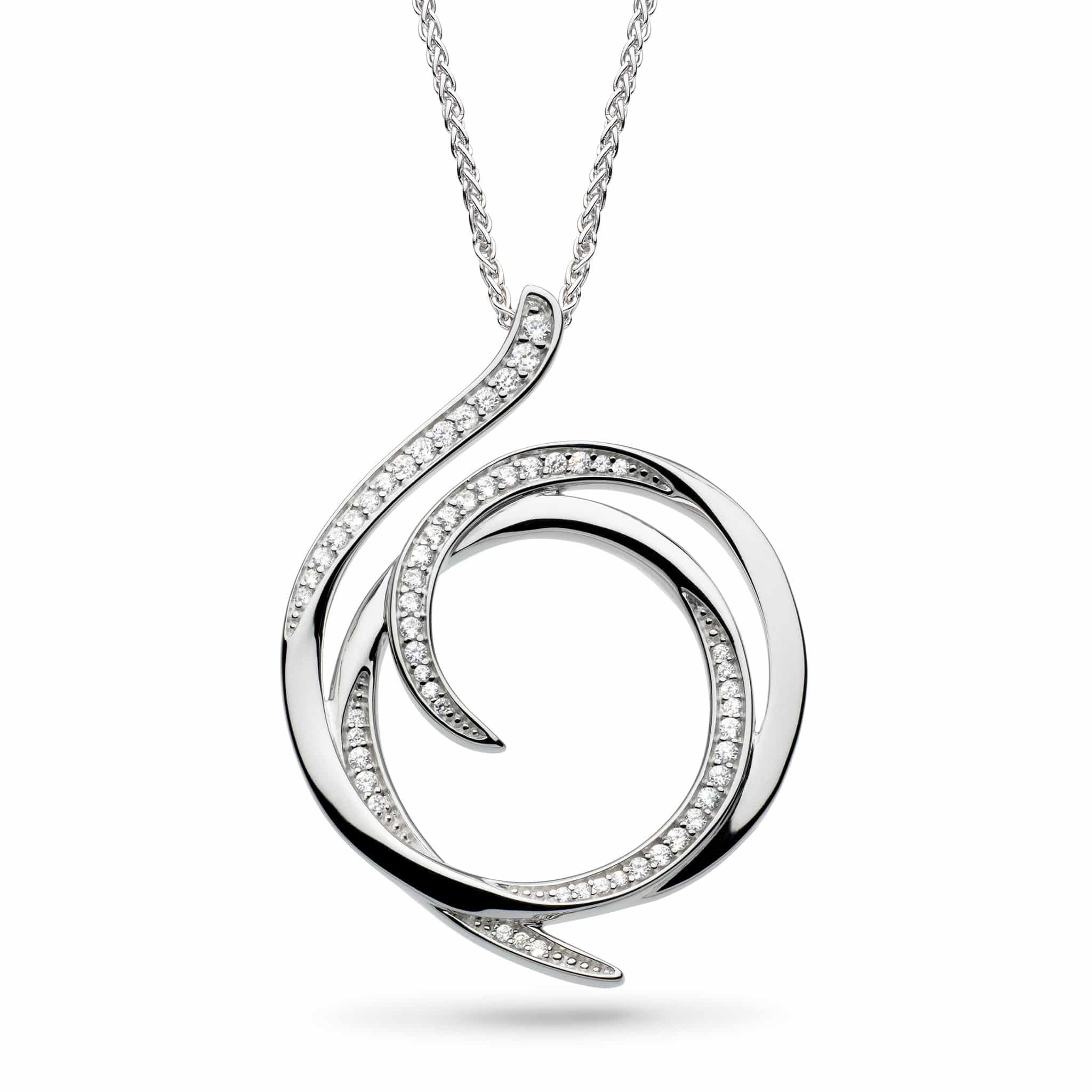 Entwine Helix Wrap Pavé CZ RP Grande 20" Necklace (H)